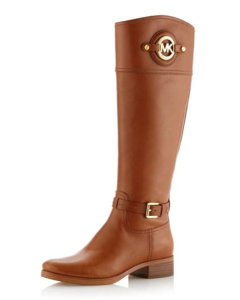 brown leather michael kors riding boots|michael kors adjustable buckle boots.